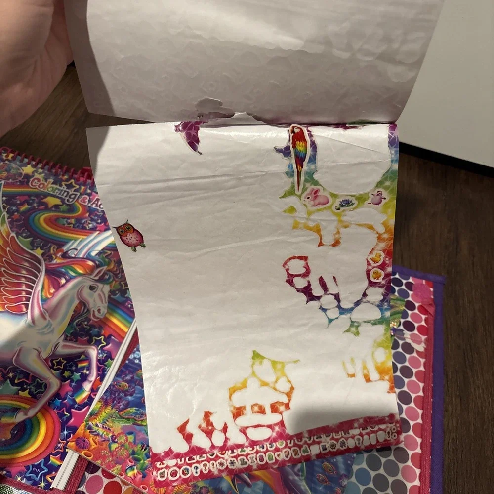 Lisa Frank Puppies Unicorns Trifold Flip Out Organizer‎ Crayons Stickers Puzzles